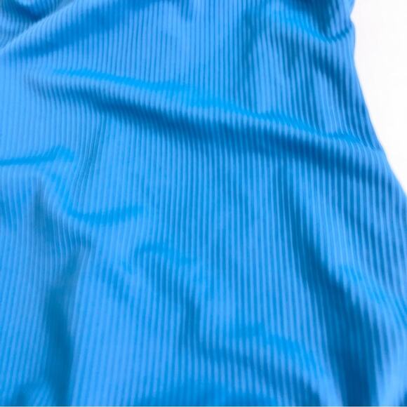 Tahiti One Piece Swimsuit Woman's size M Ribbed Texture Blue - Picture 2 of 8